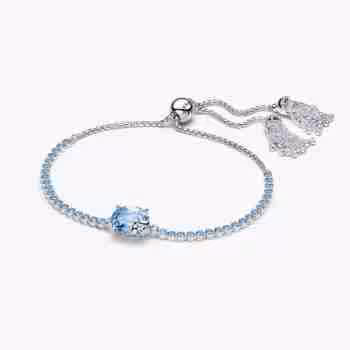 Homepage Bridgerton, Bracciale Tennis regolabile con Cristalli Azzurri e Ape