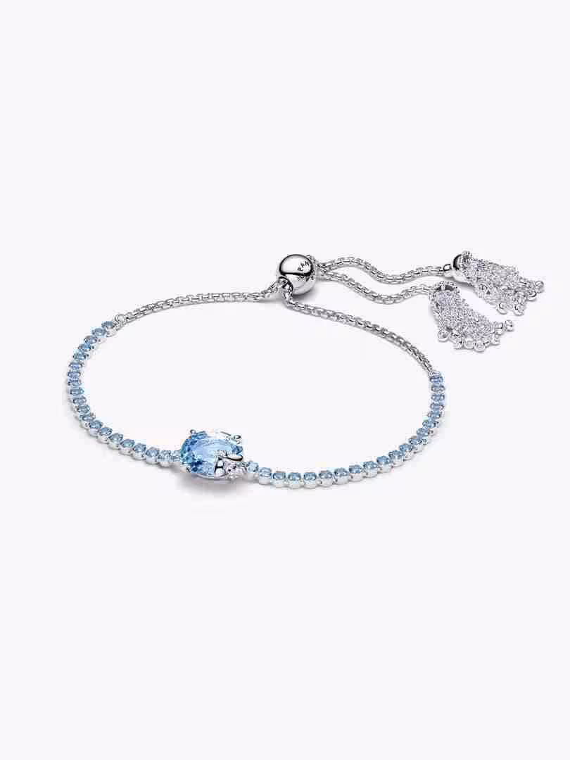 Bridgerton, Bracciale Tennis regolabile con Cristalli Azzurri e Ape Bridgerton Bracciale Tennis regolabile con Cristalli Azzurri e Ape
