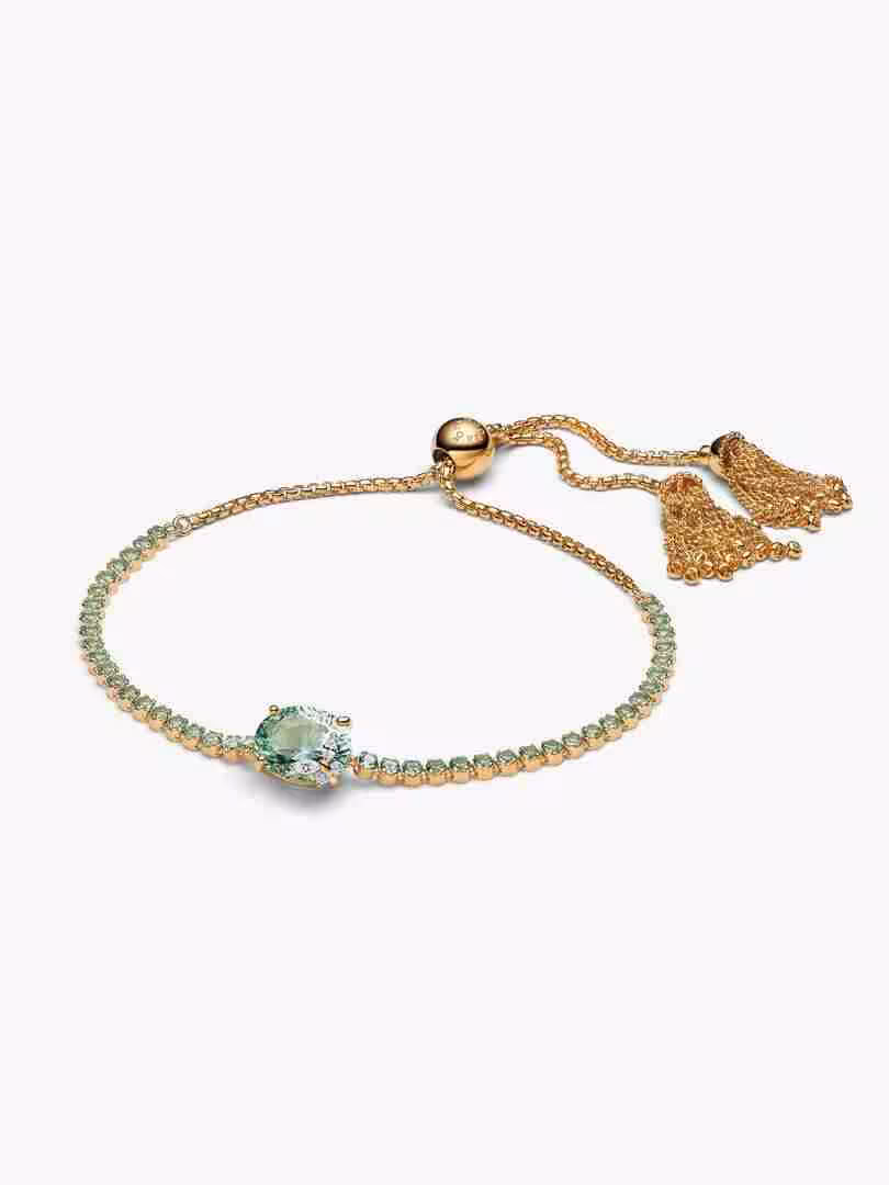 Bridgerton, Bracciale Tennis regolabile con Cristalli Verdi e Farfalla Bridgerton Bracciale Tennis regolabile con Cristalli Verdi e Farfalla