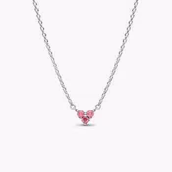 Homepage Collana Cuore con Tre Pietre Rosa