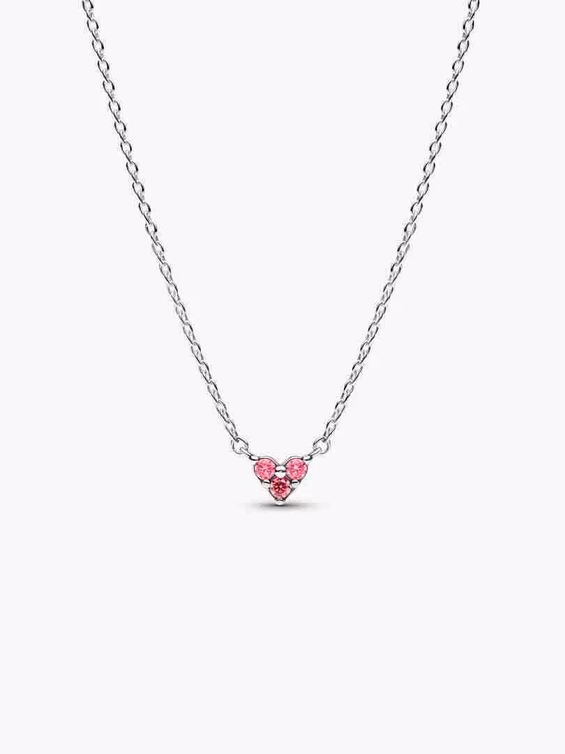 Collana Cuore con Tre Pietre Rosa Collana Cuore con Tre Pietre Rosa
