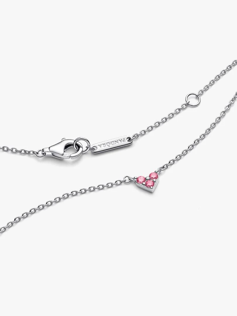Collana Cuore con Tre Pietre Rosa_1